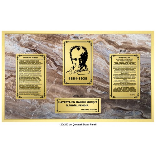 Atatürk Köşesi Pirinç Kaplama 6 Parça 40x60 cm Bej Atatürk Köşesi Pirinç Kaplama 6 Parça 40x60 cm Bej